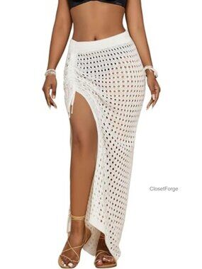 Crochet Drawstring Cover Up Skirt for Beach Swimwear
